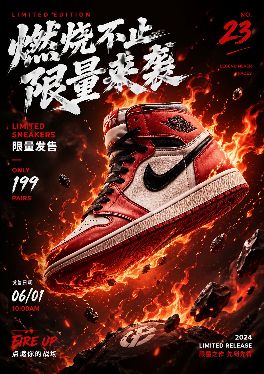 Flaming Floating Sneaker Poster