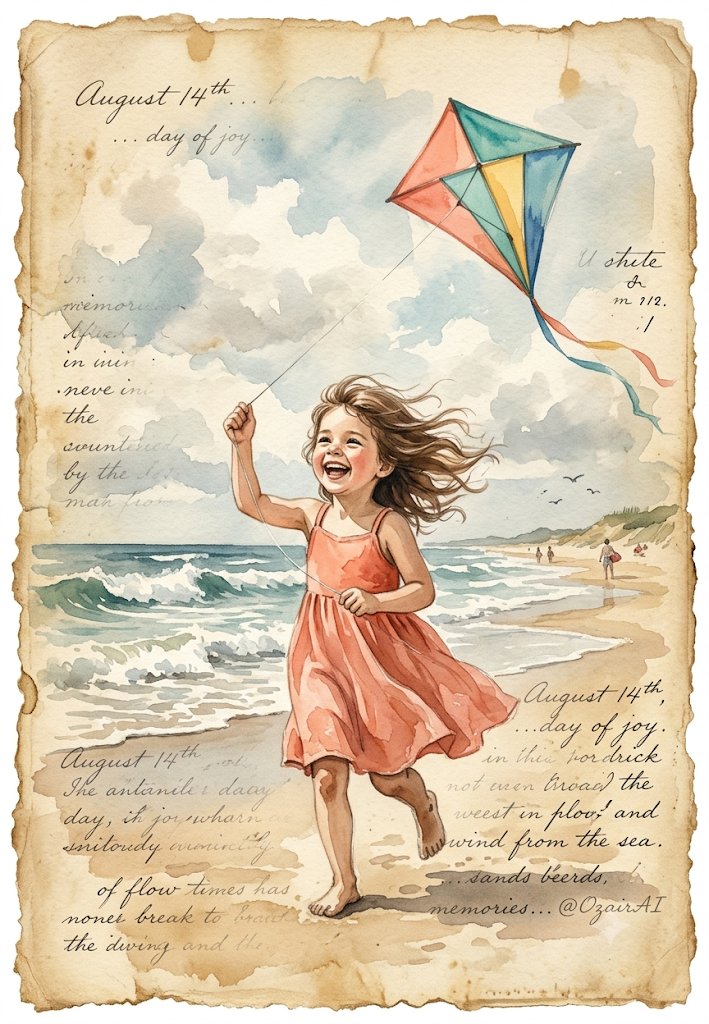 Vintage Beach Kite Girl