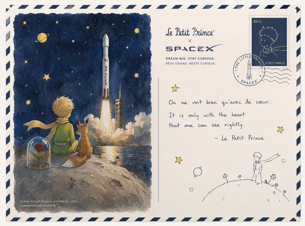 Little Prince SpaceX Postcard