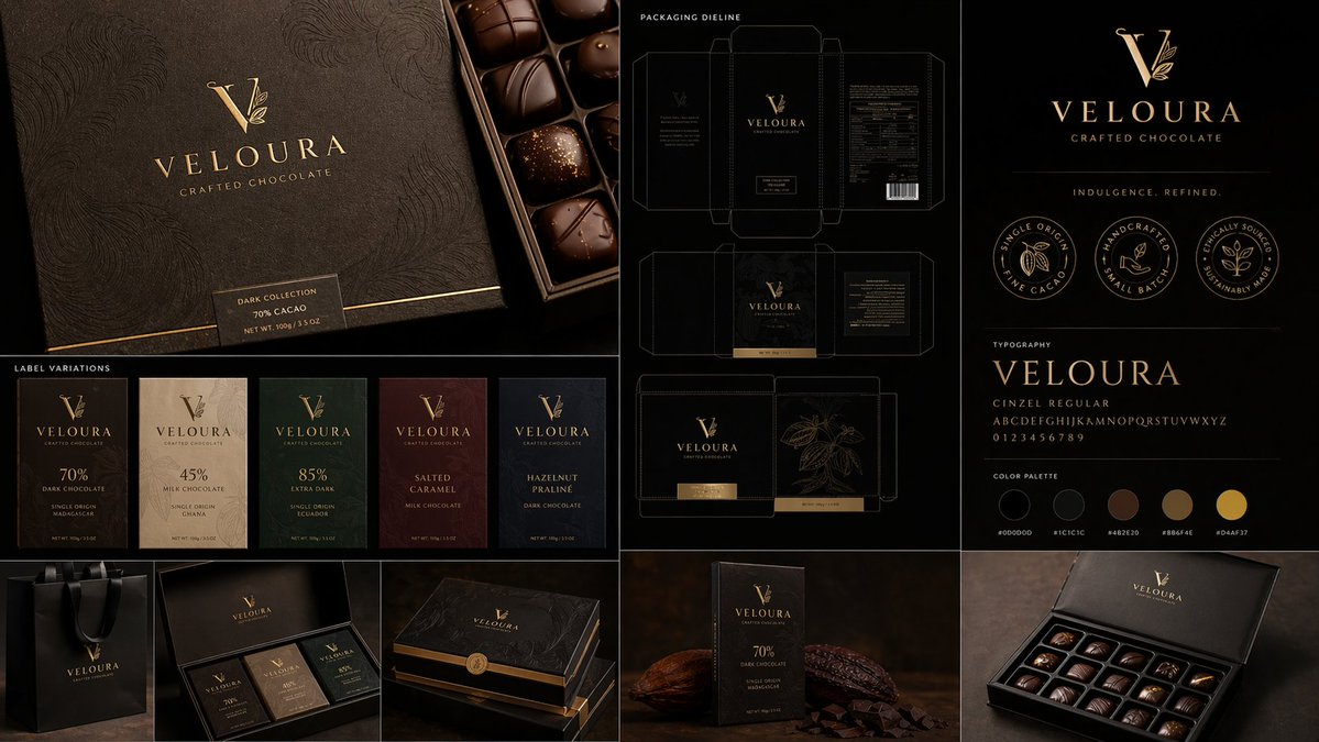 Veloura Luxury Chocolate Packaging Design