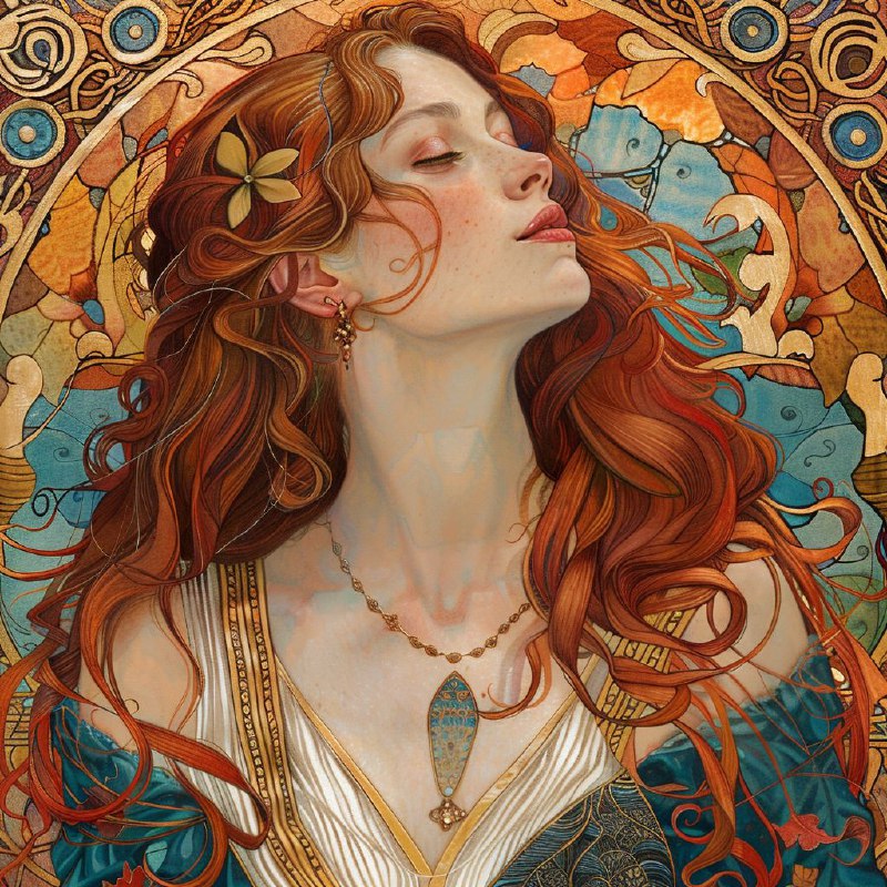 Art Nouveau Woman With Long Hair in Nene Thomas Style
