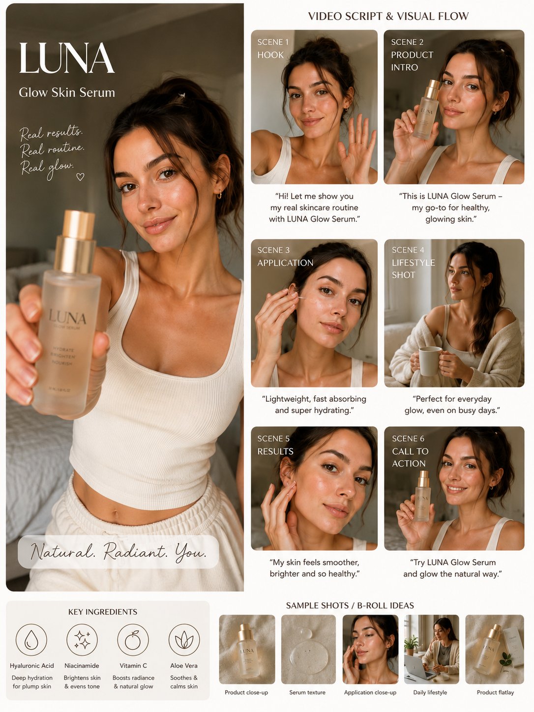 Luxury AI UGC Skincare Storyboard