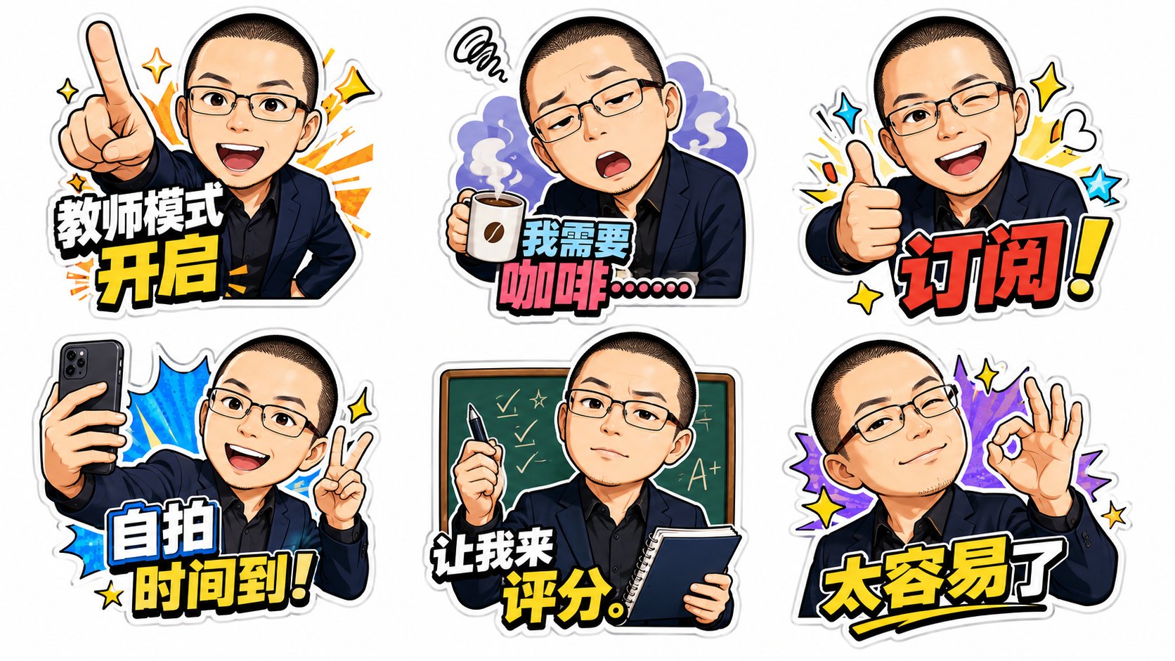 Teacher Cartoon Sticker Set