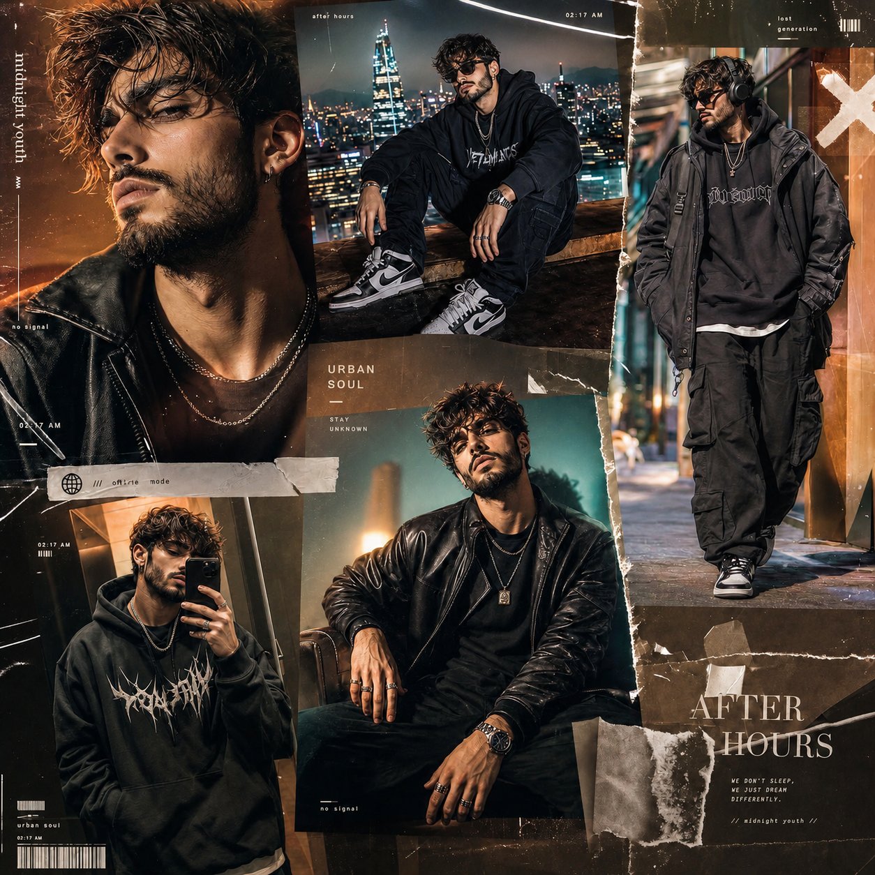 Midnight Luxury Male Model Collage