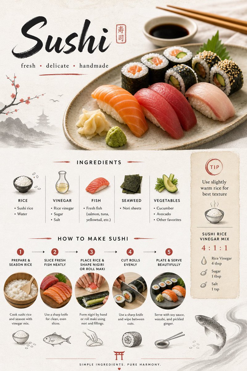 Sushi Recipe Art Card
