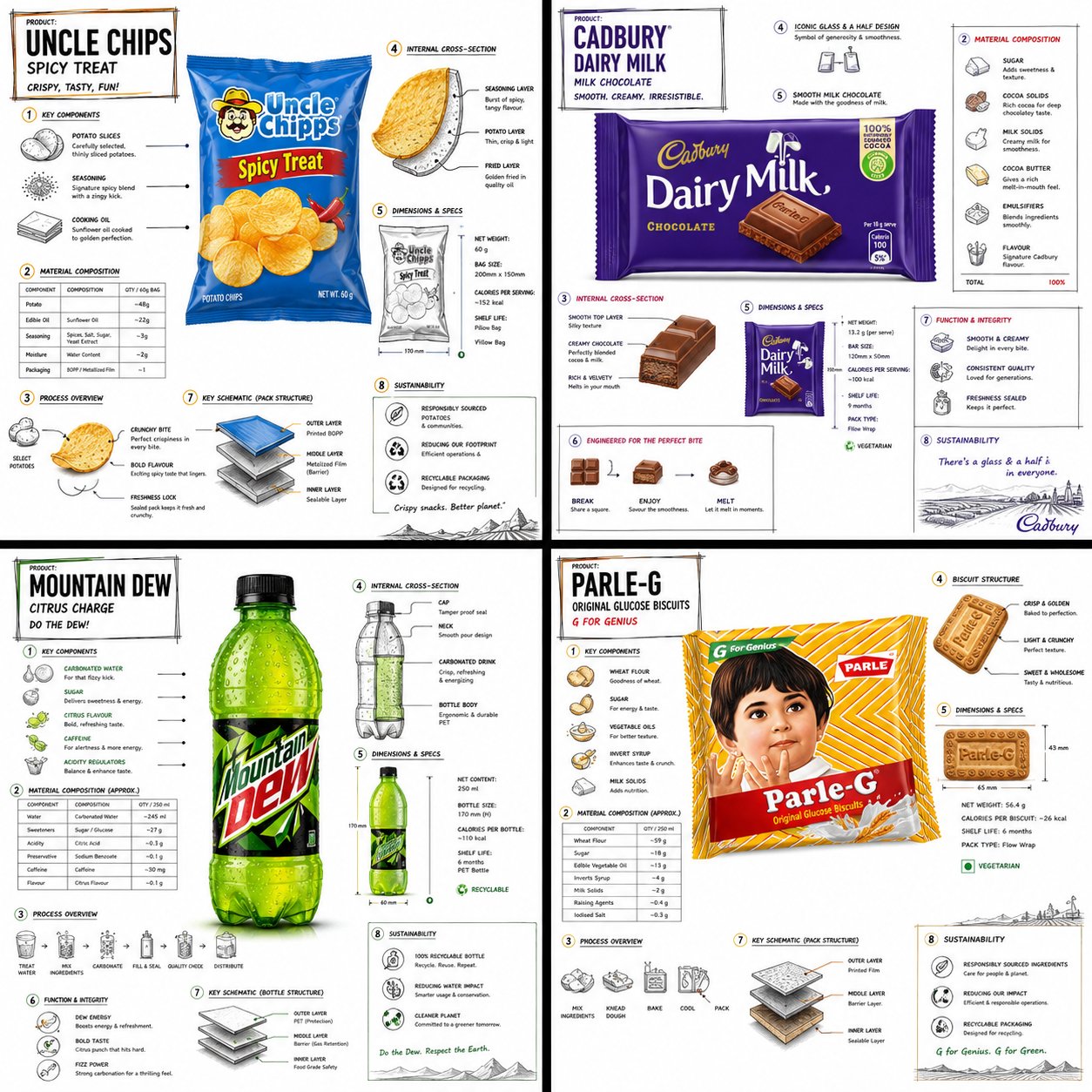 Snack Packaging Blueprint Poster