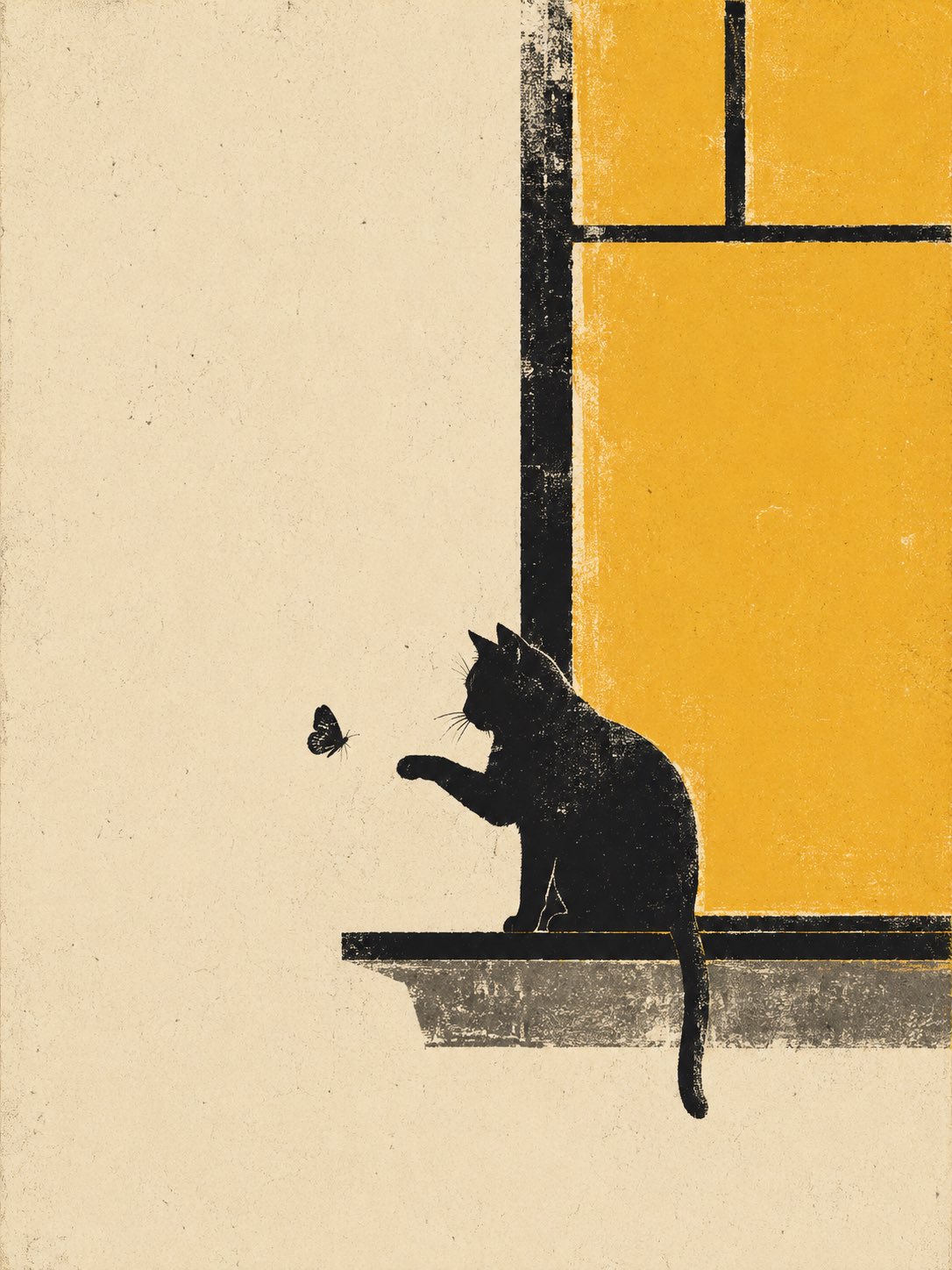 Minimalist Vintage Woodcut Style