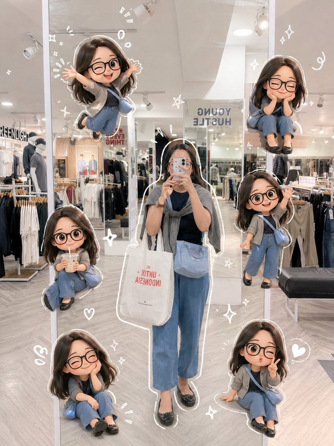Mirror Selfie with Chibi Mini Mes