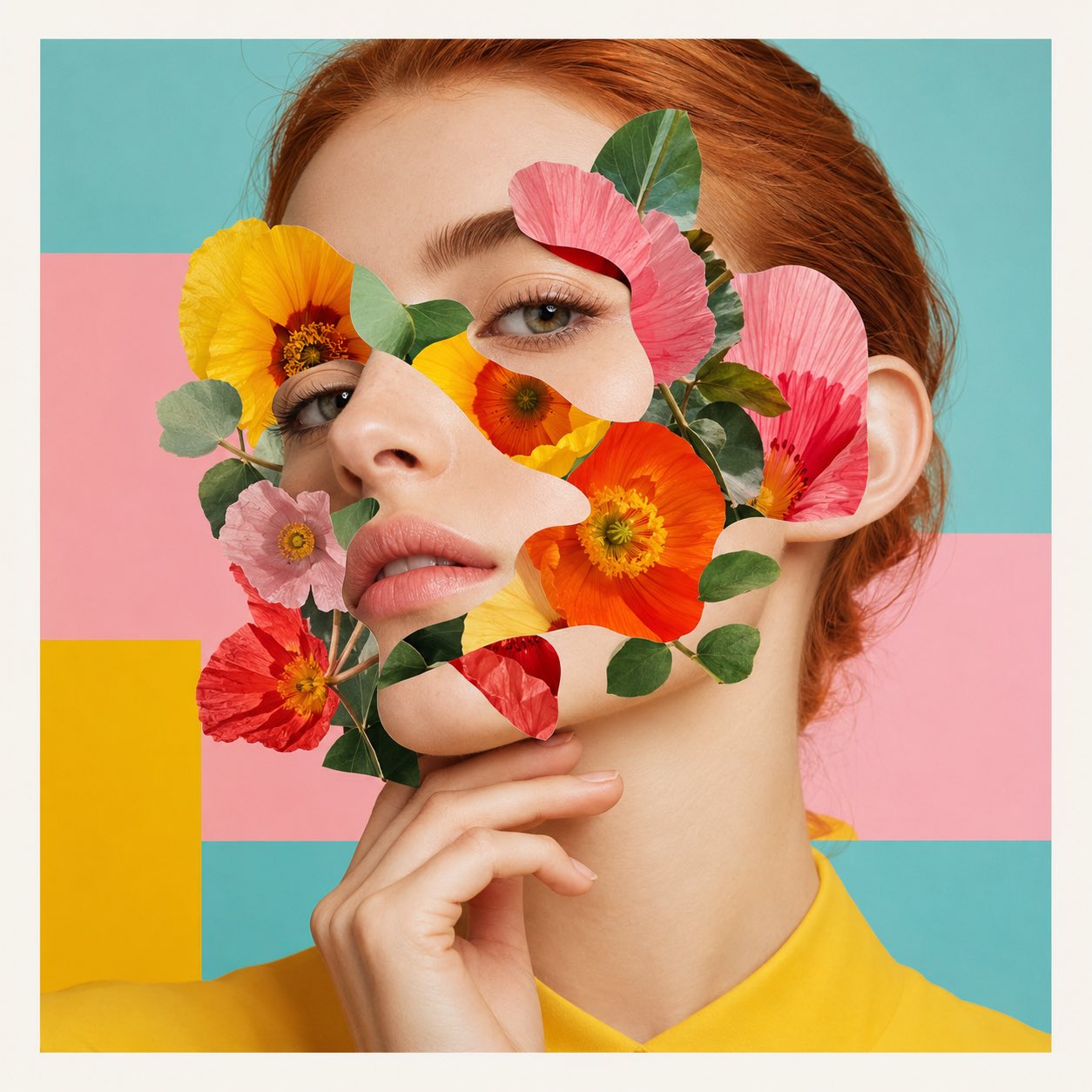 Floral Mask Collage Beauty