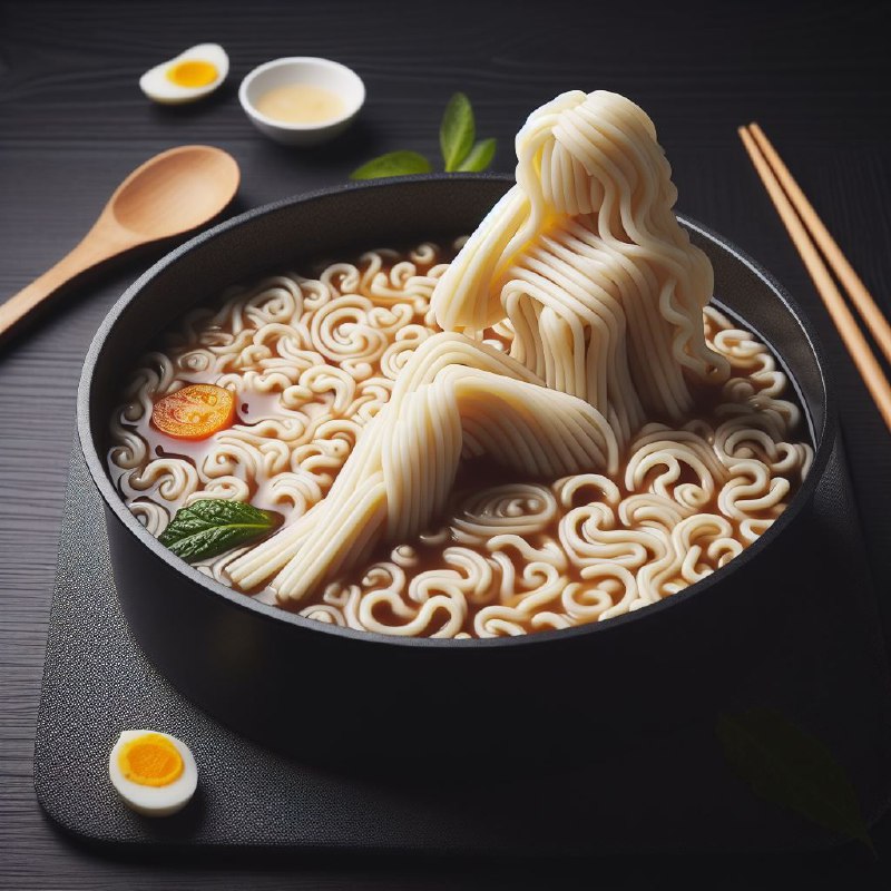 Noodle Soup Pan With Noodles Shaped Like a Woman