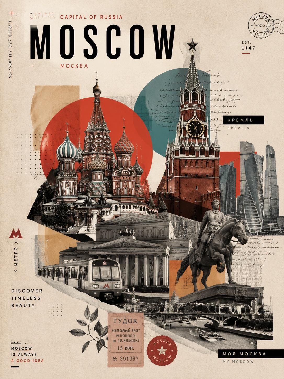 Modern Vintage Travel Collage Poster