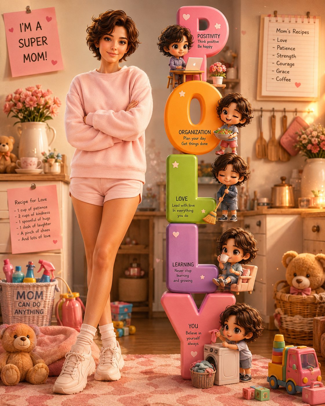 Super Mom Polly's Cozy Portrait