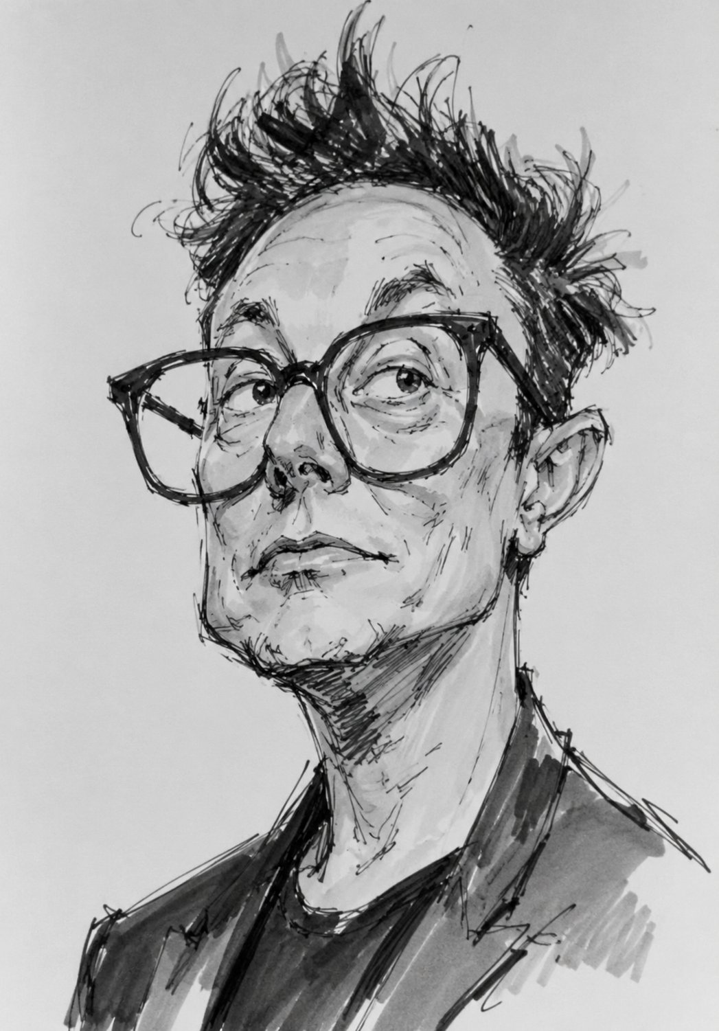 Musk Trump Satirical Cartoon Portraits
