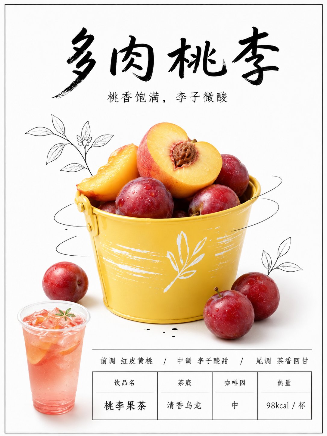 Fresh Fruit Tea Menu Poster