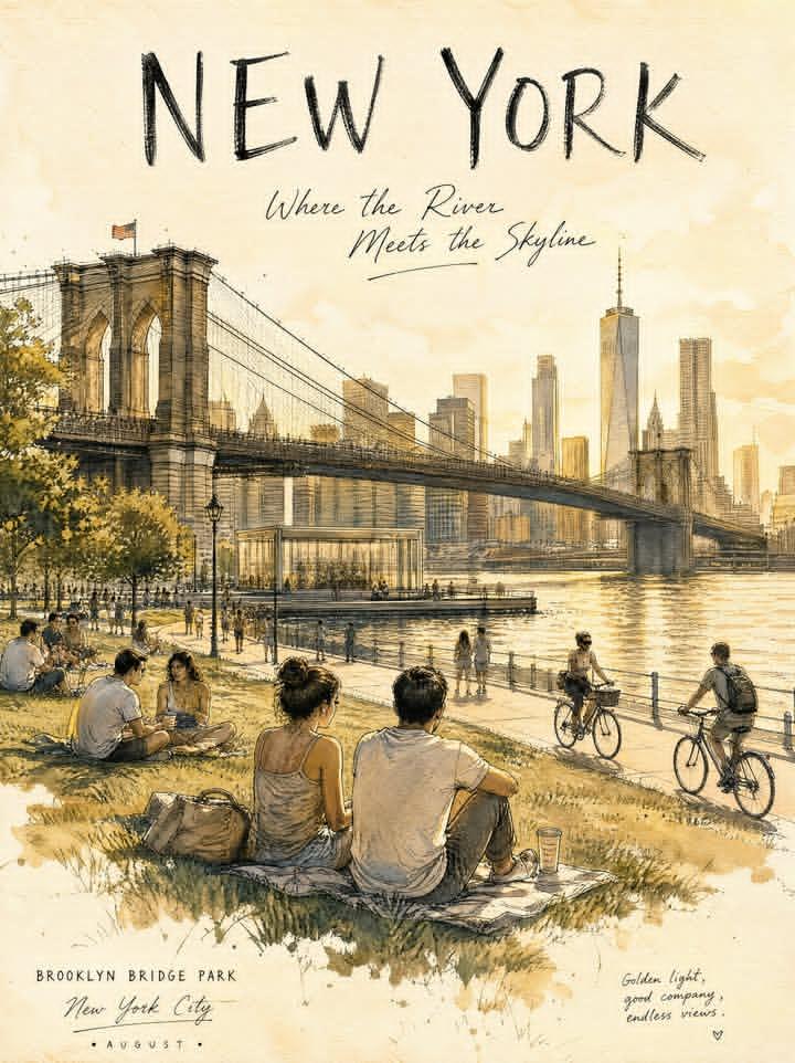 Central Park Summer Urban Sketch