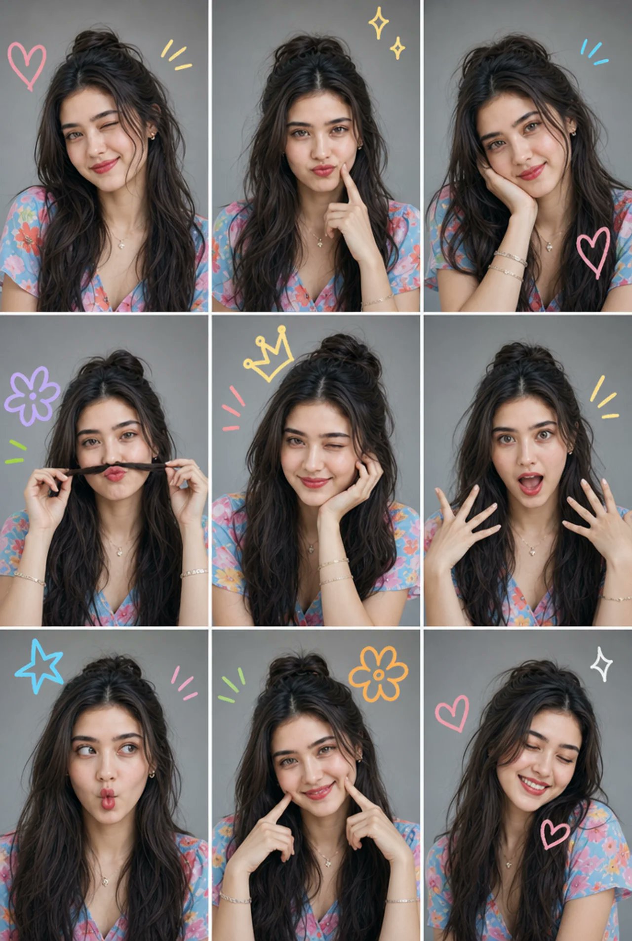 Nine-Grid Funny Face Collage