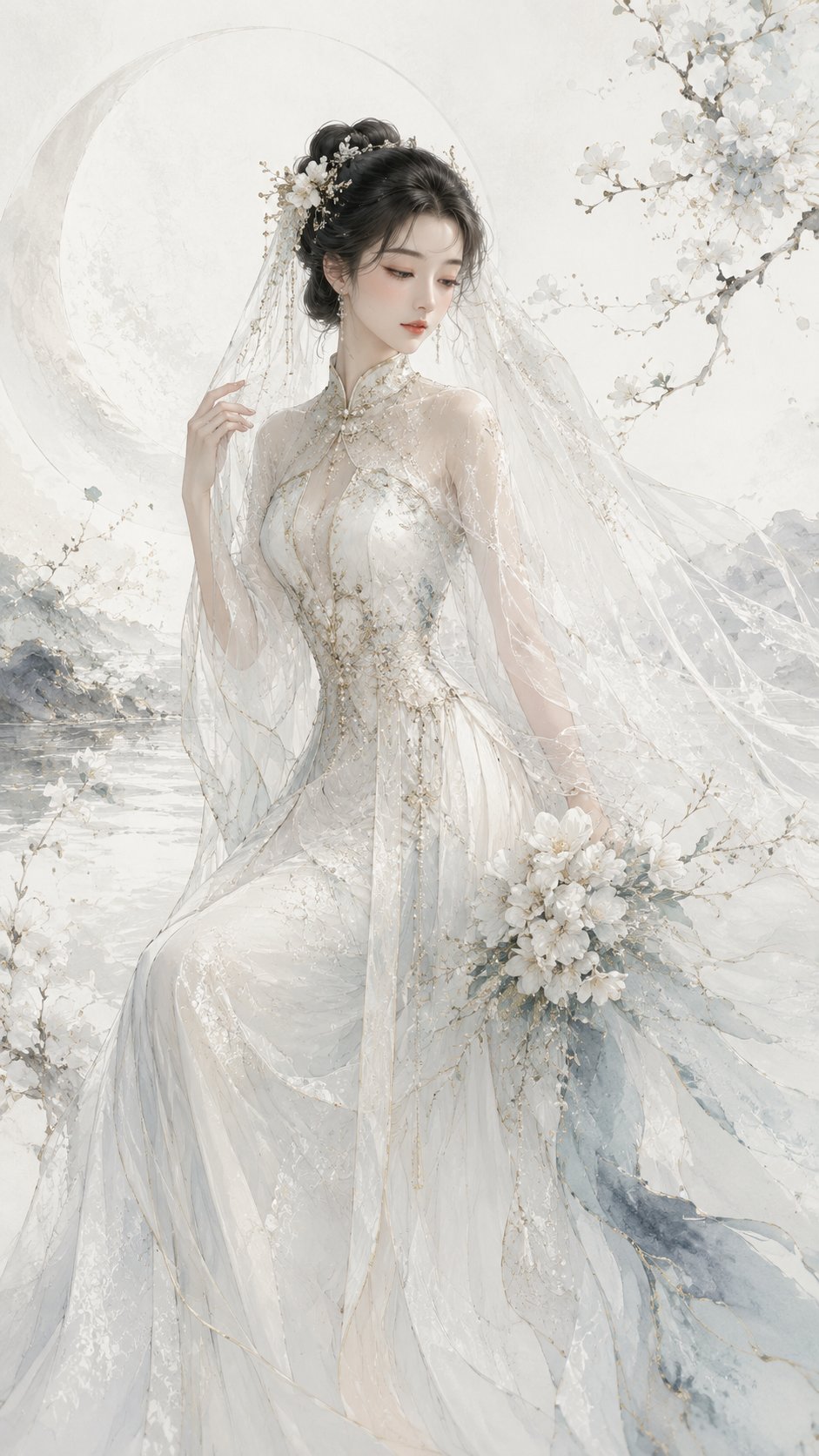 Ink Gold Evening Wedding Dress