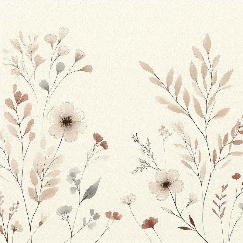 Minimalist Watercolor Flower Border on Cream Background