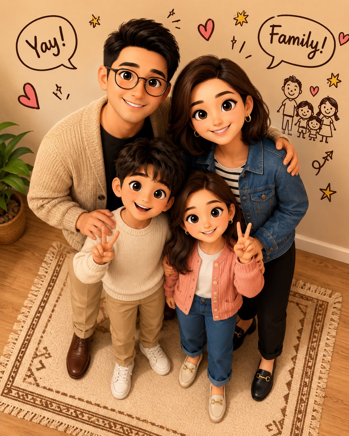 Cozy 3D Animated Family Portrait