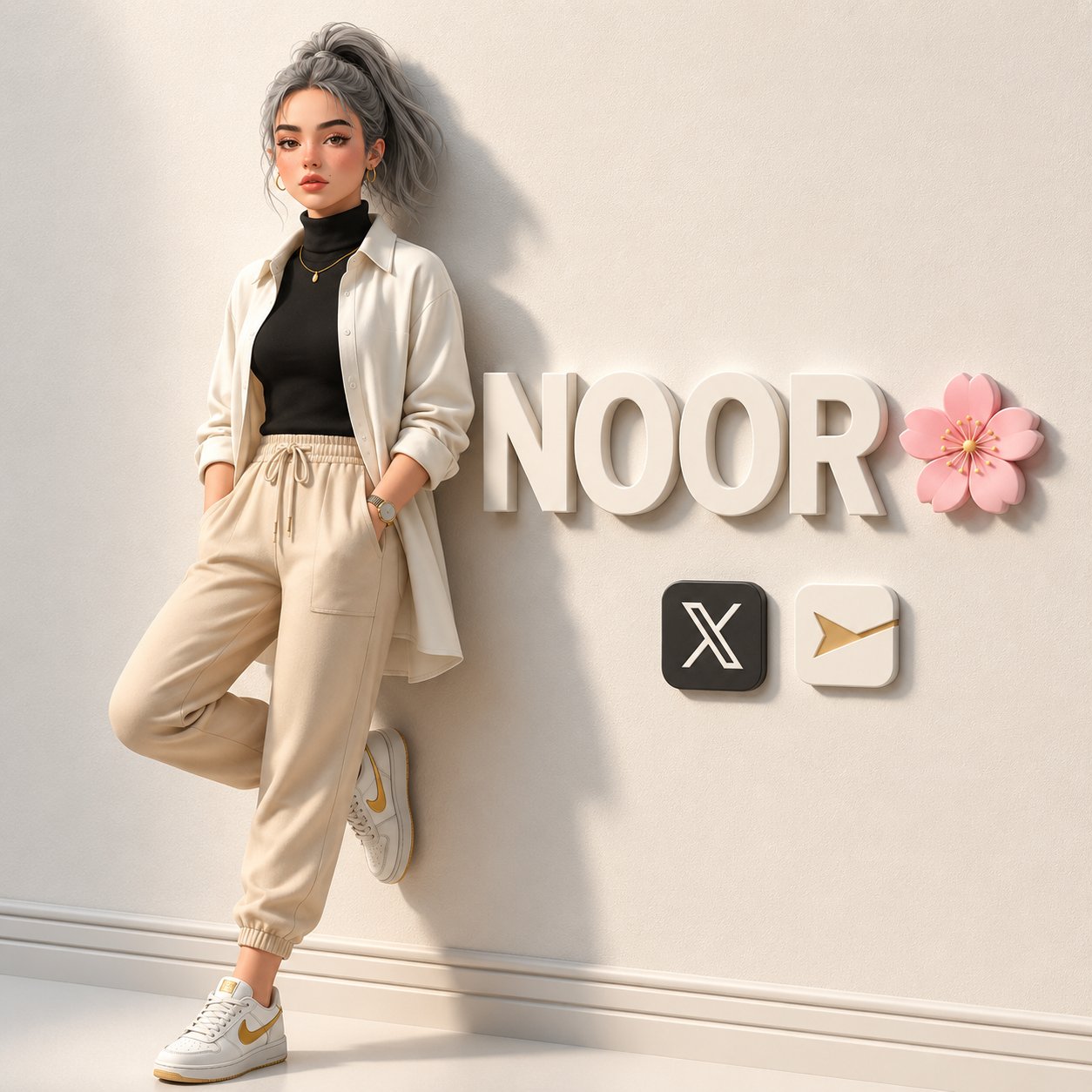 3D Stylish Girl Character Poster