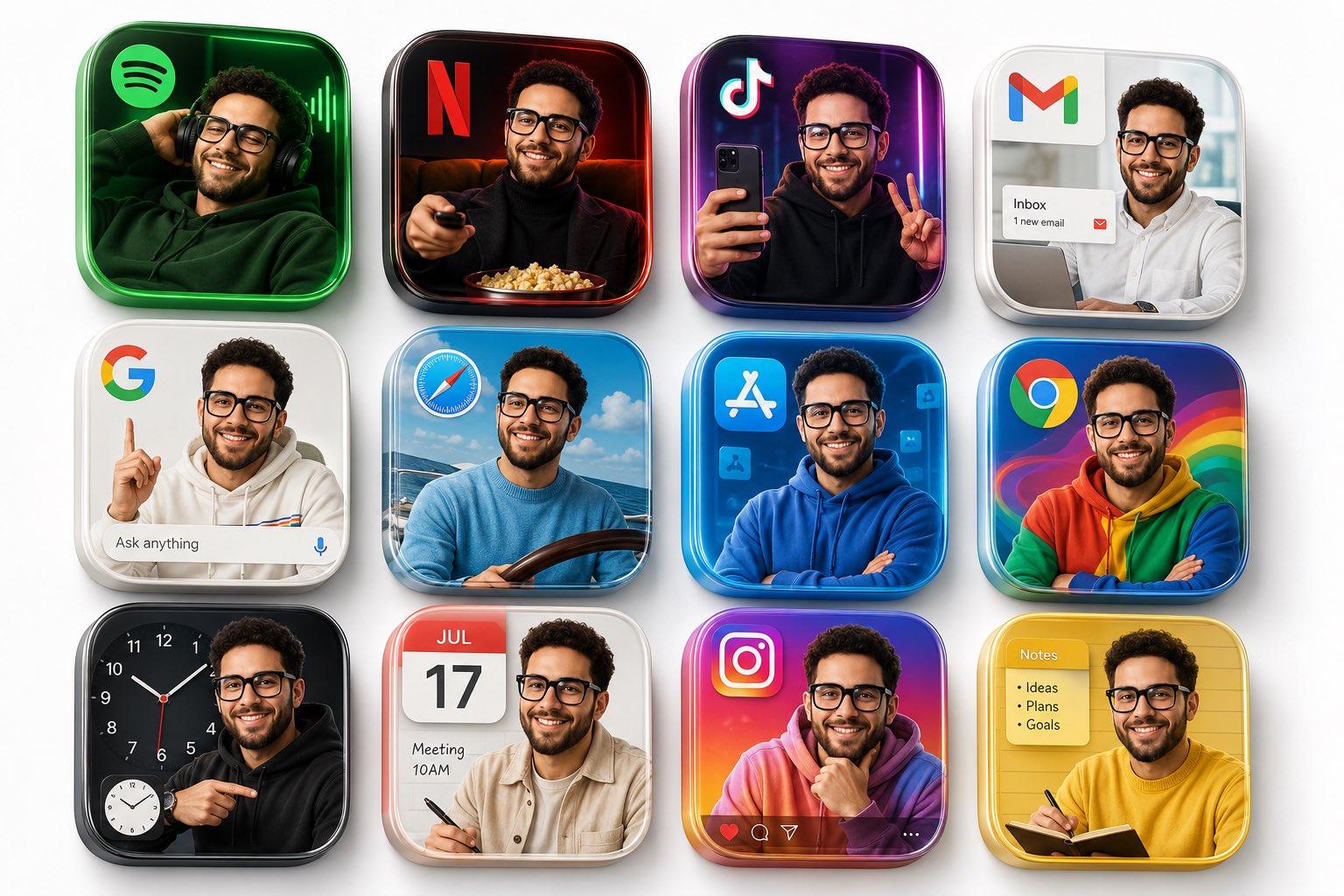 Man Inside 12 App Icons