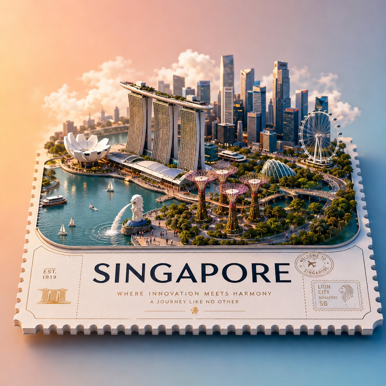 3D Isometric Luxury Travel Poster