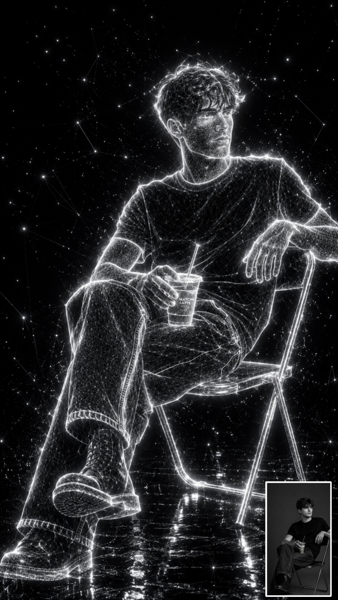 Holographic Wireframe Art Transform