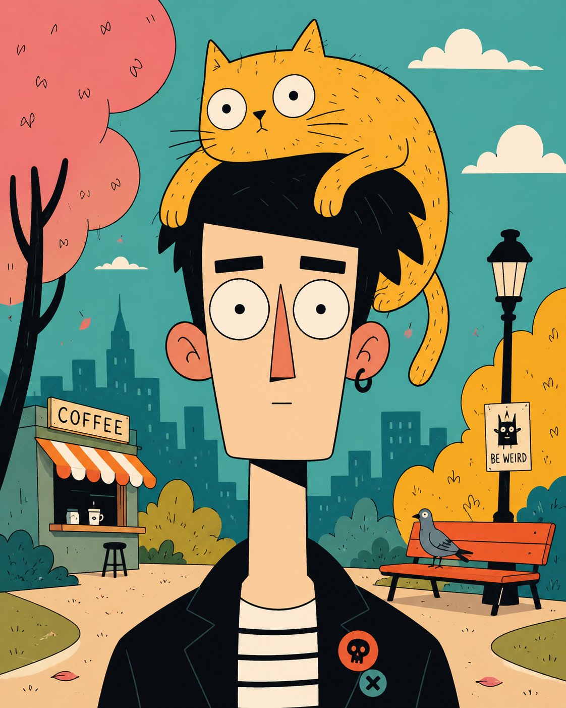 Quirky Flat Cartoon Portrait