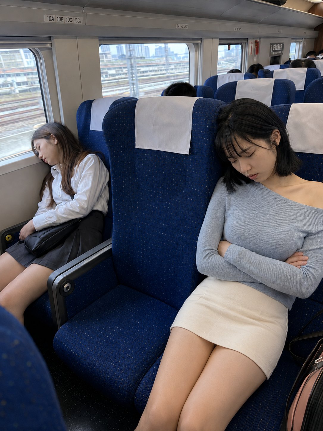 Strangers Asleep on Train