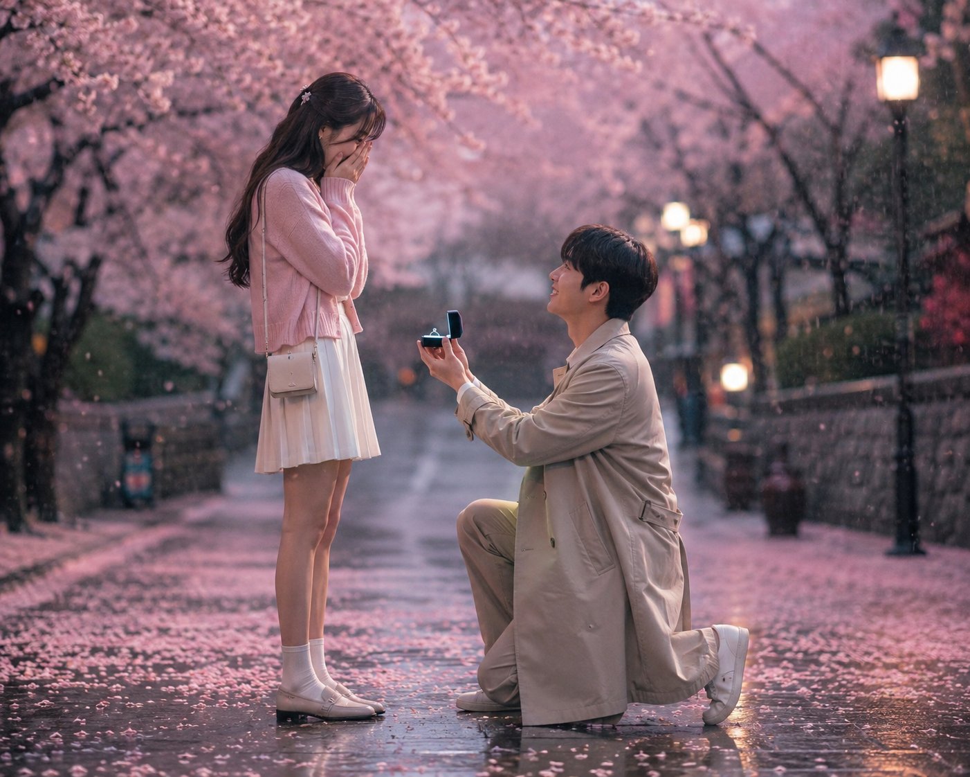 Cherry Blossom Rain Proposal