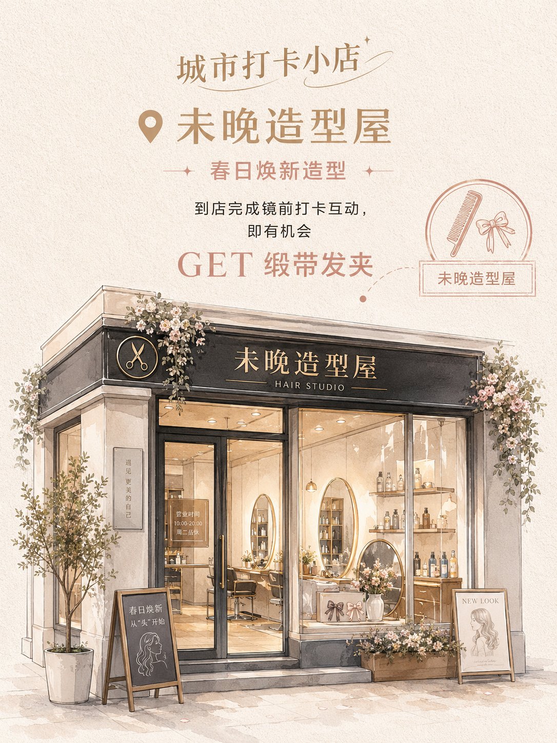 Hand-Drawn Store Check-in Poster