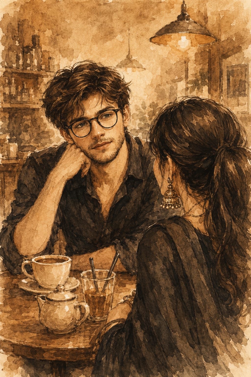 Tender Gaze at Cozy Café