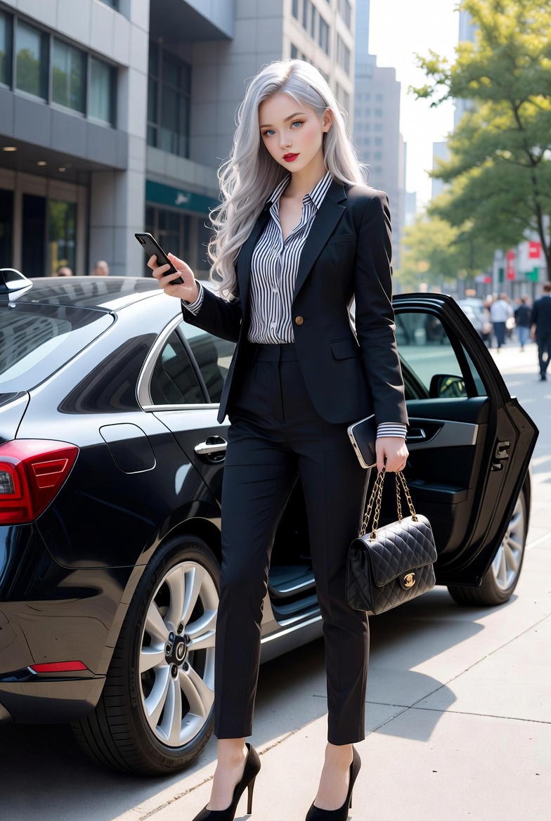 Silver-Haired Businesswoman City Luxury