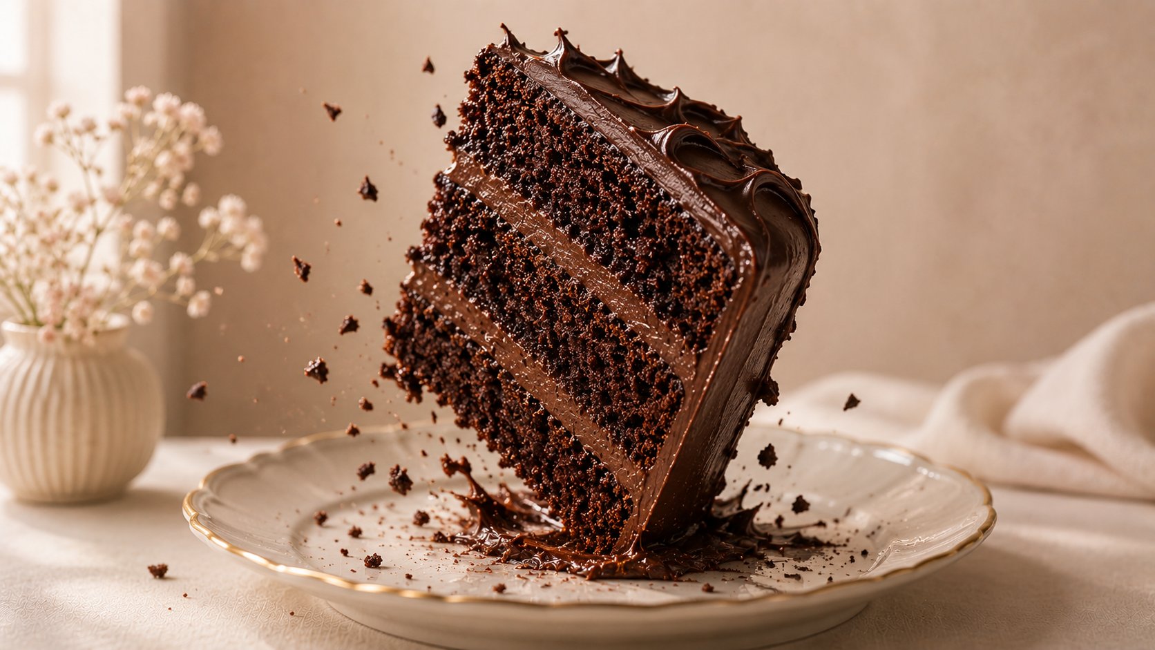 Cake Slice Falling Frosting Scatters