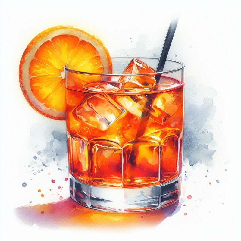 Aperol Spritz Glass Watercolor With Orange Slice