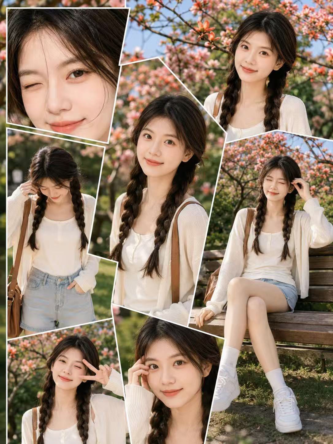 Spring Blossom Girl Collage Portrait