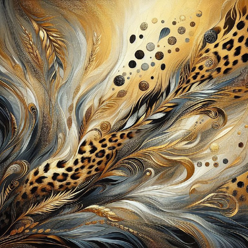 Abstract Leopard Spots Painting With Golden Accents