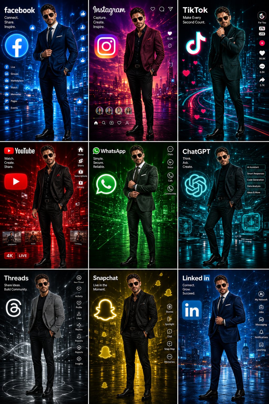 Social Platform Fashion Grid Poster