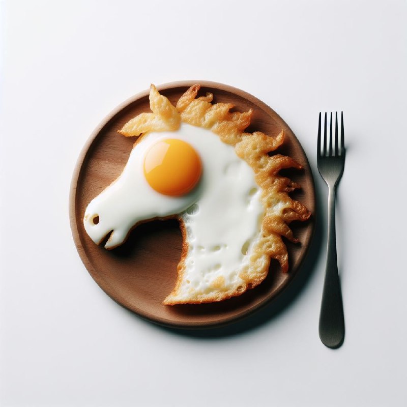Fried Egg Shaped Like Horse Head Surreal Food Photo