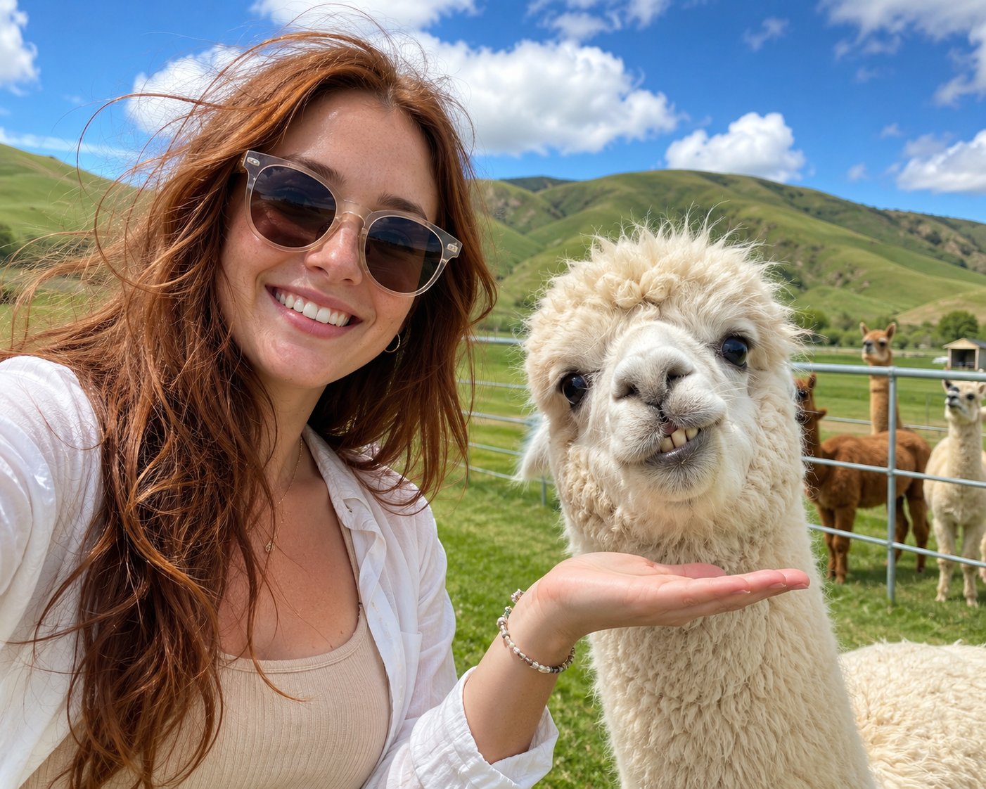 Funny Alpaca Selfie Outdoors