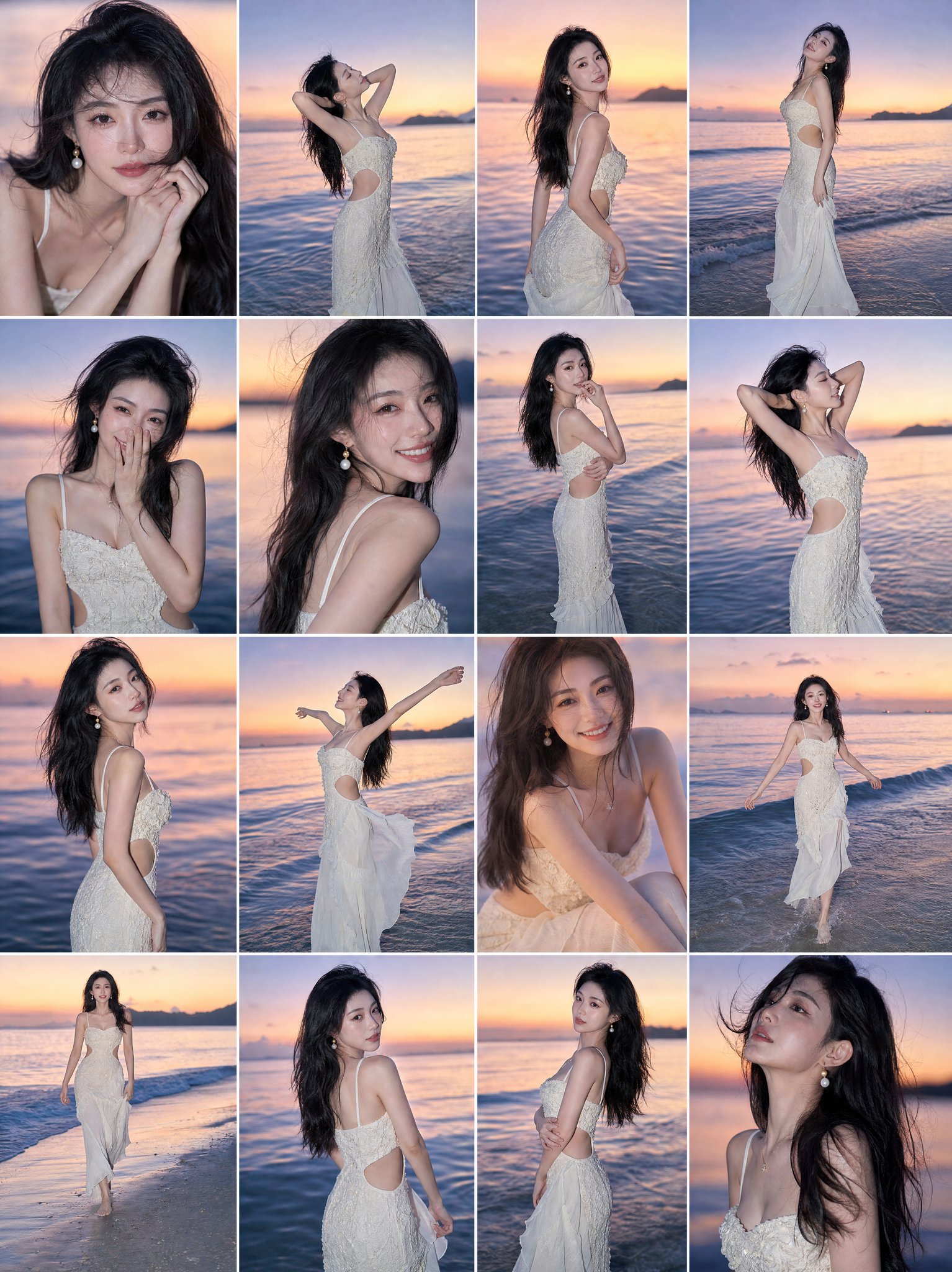 Sunset Beach Romantic Portrait Grid