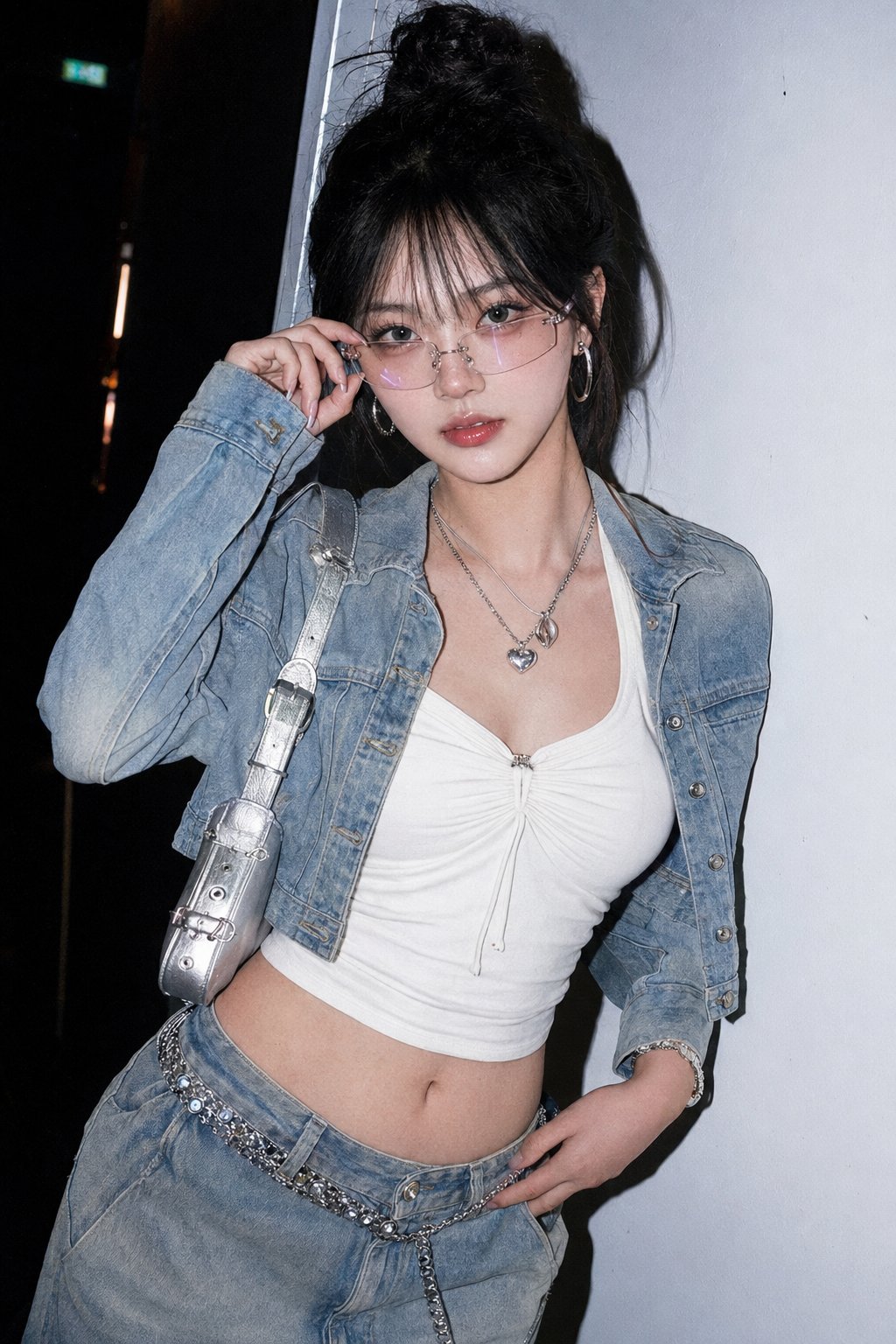 Y2K Flash Night Street Portrait