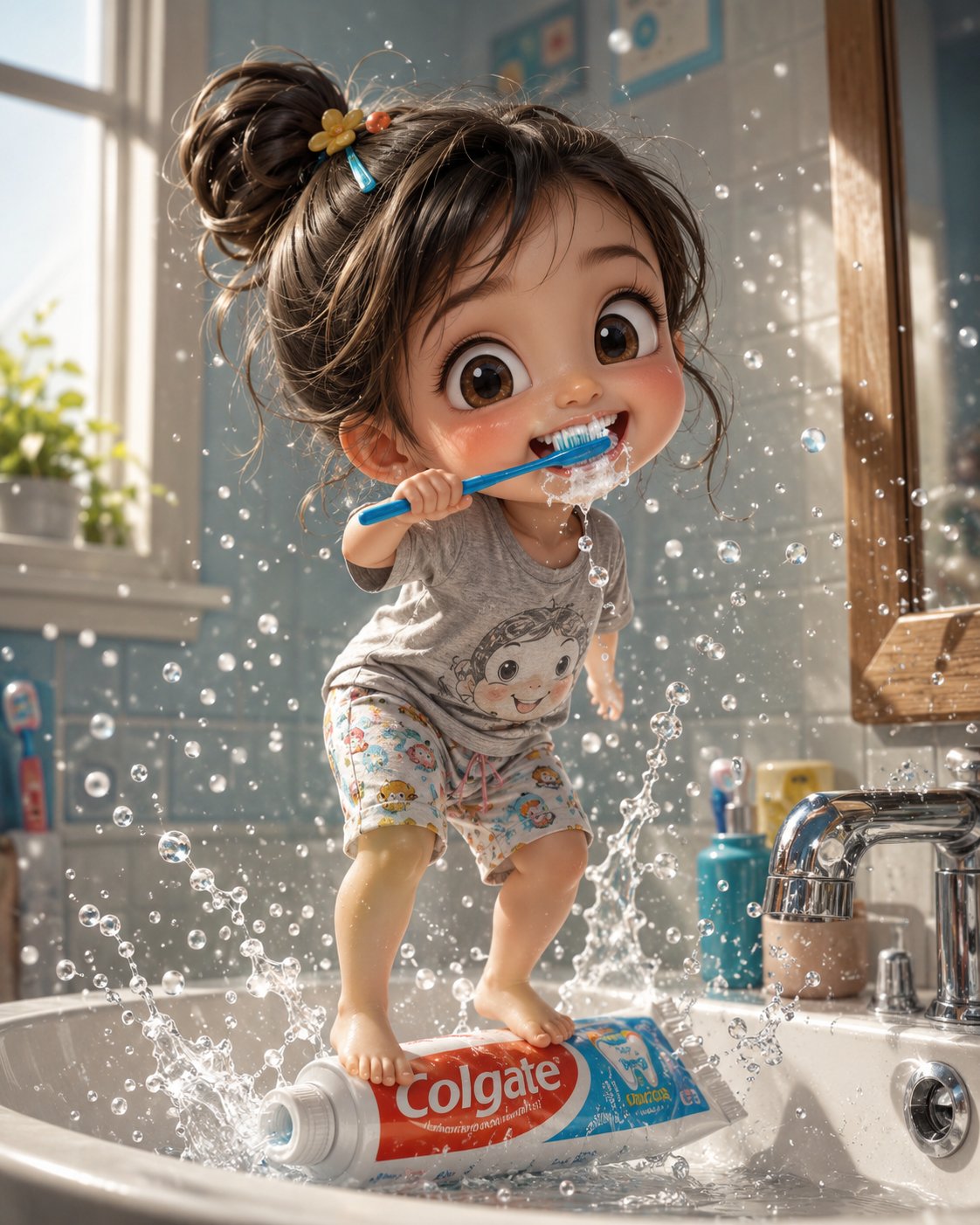 Toddler's Toothpaste Balancing Act