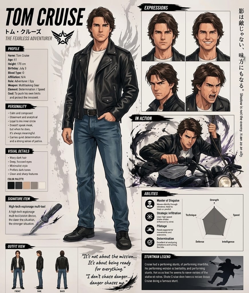 Stunt Legend Character Reference Sheet