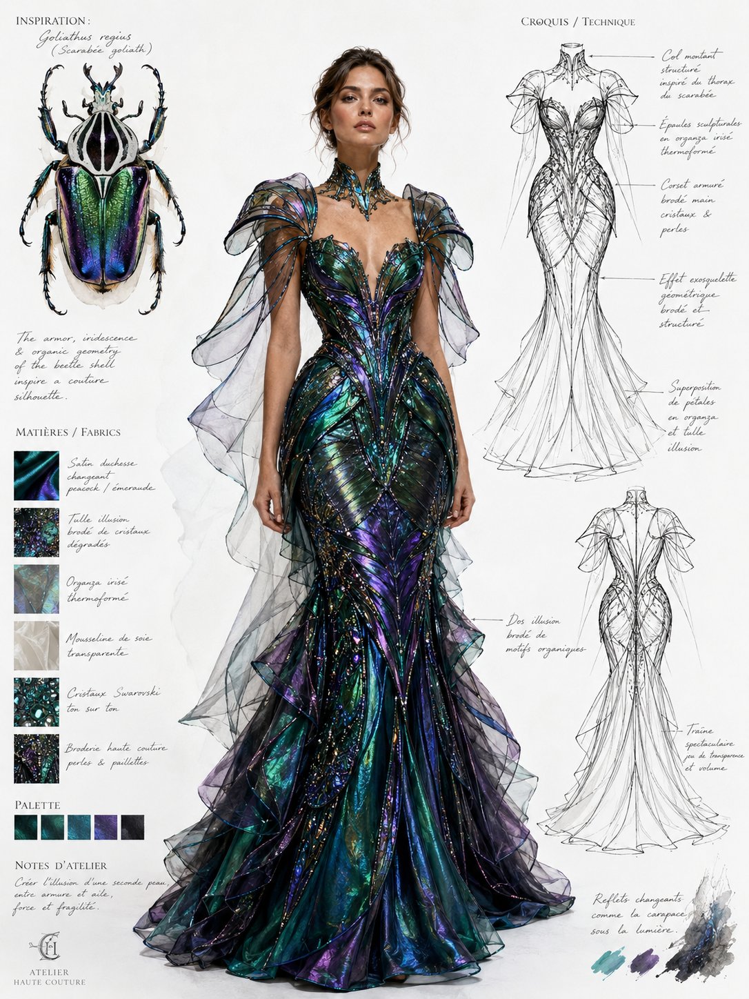 Jewel Beetle Haute Couture Gown Design