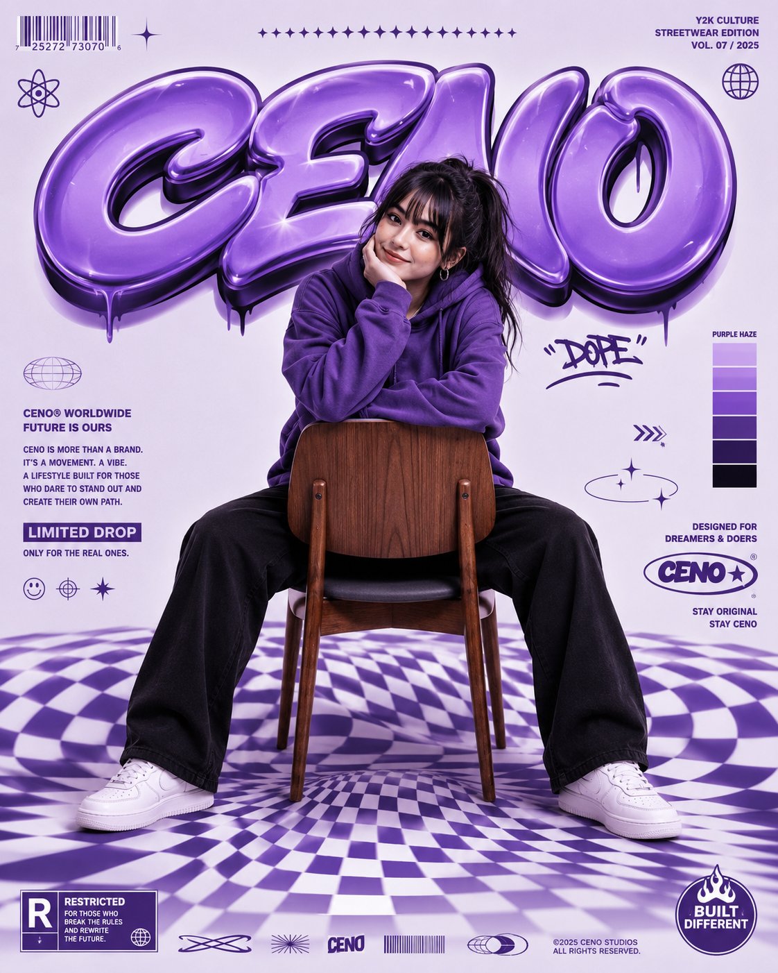 Purple Y2K Streetwear Editorial