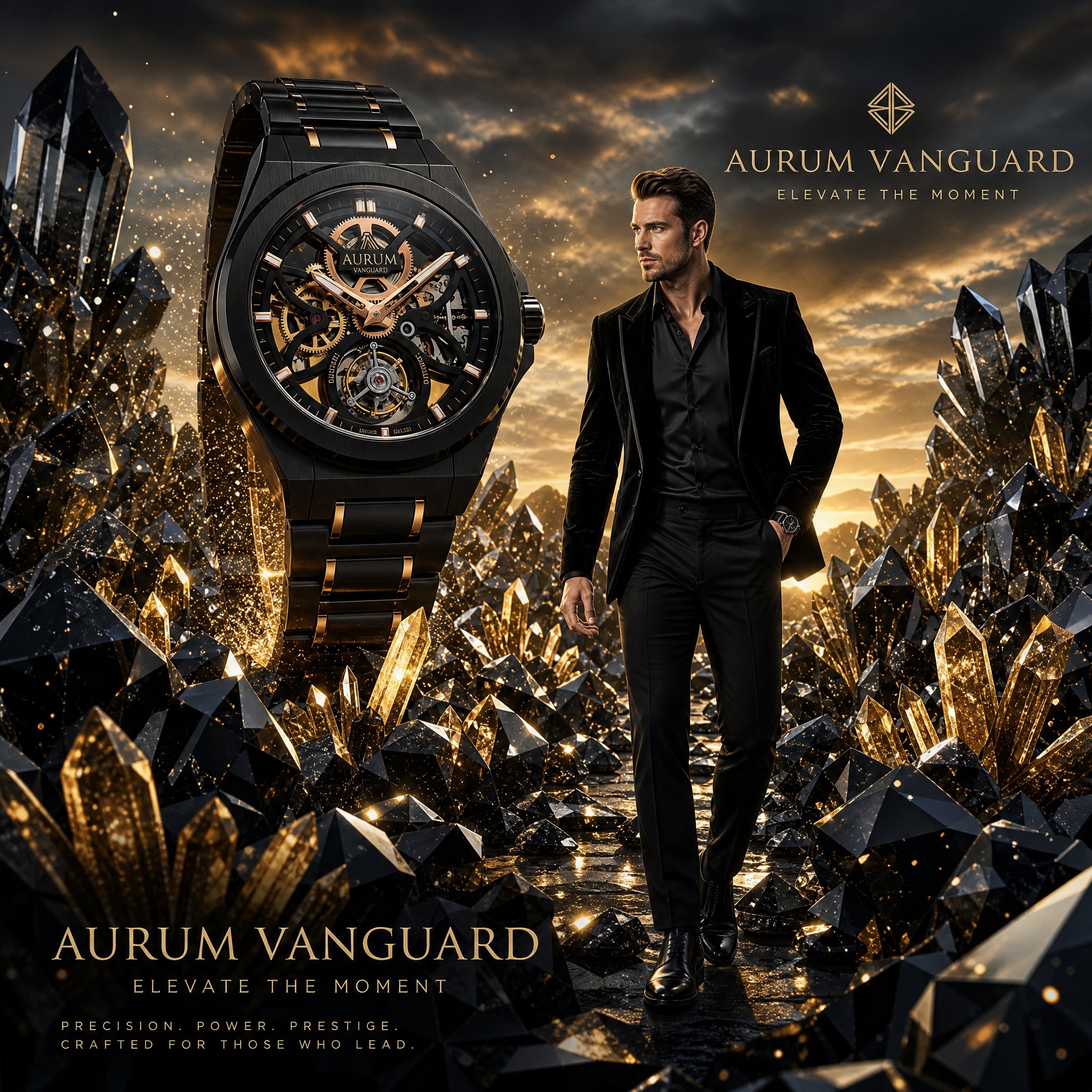 Black Diamond Golden Crystal Watch Ad