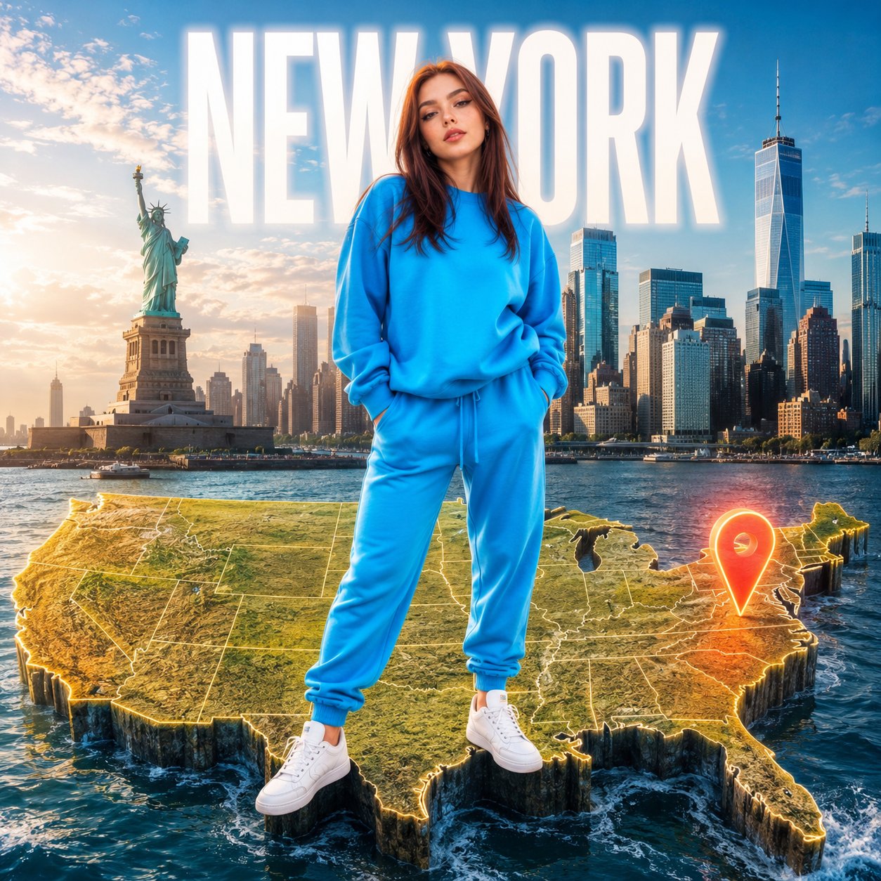 Neon New York Travel Portrait