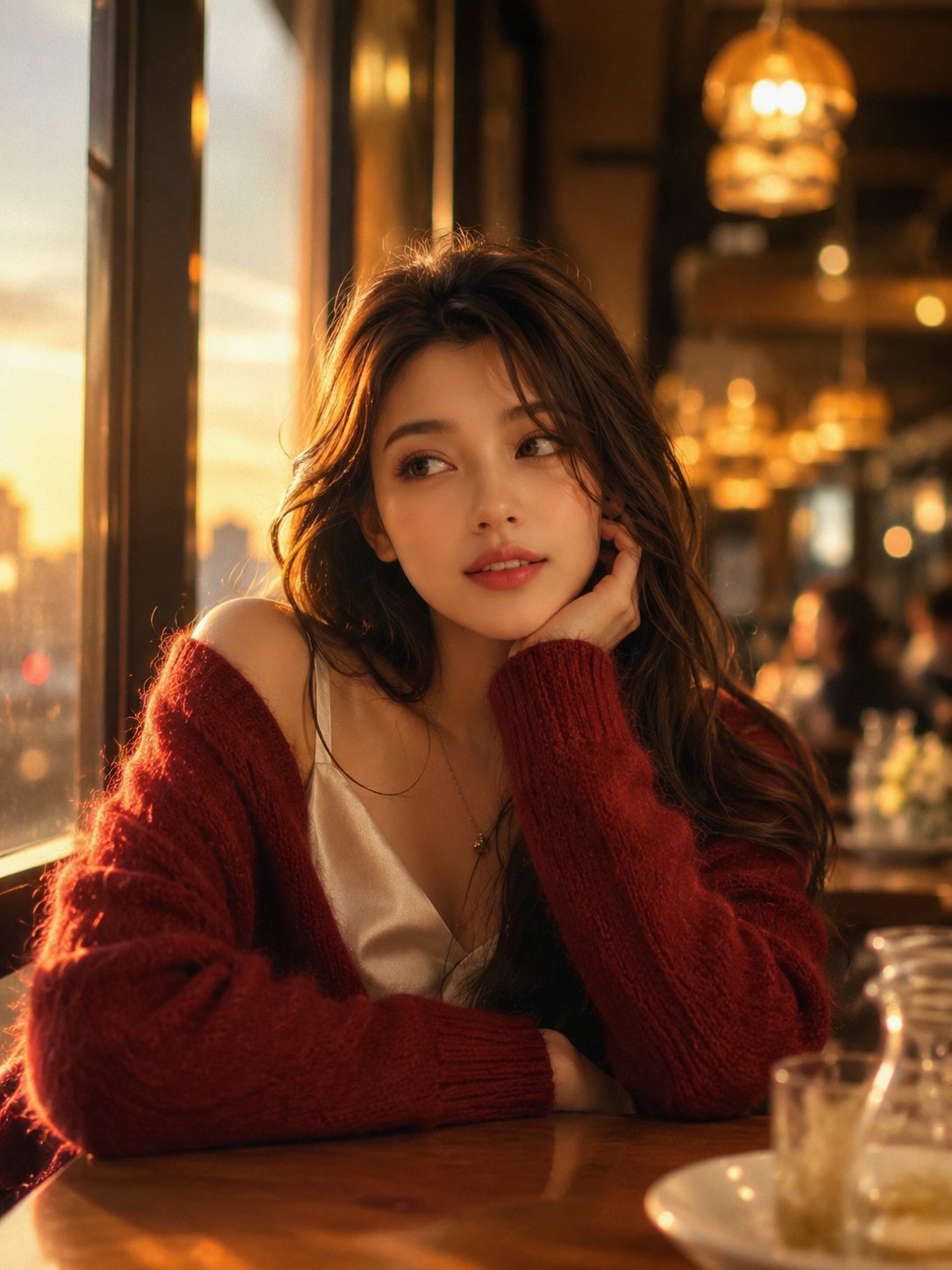 Dreamy Beauty in Golden Café
