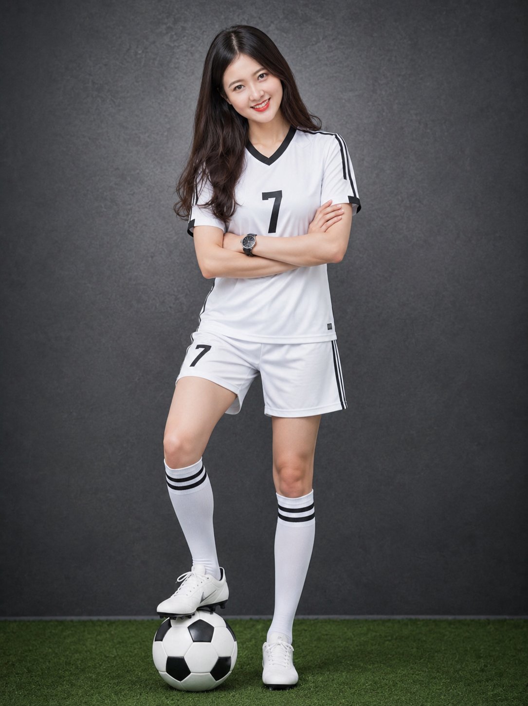 Confident Female Footballer Number Seven Portrait